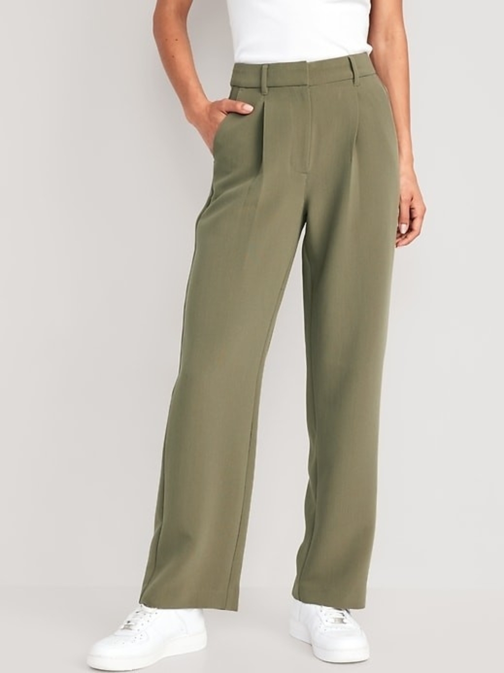 Old Navy Olive High Rise Wide-Leg Women's Taylor Trouser Size Small Tall